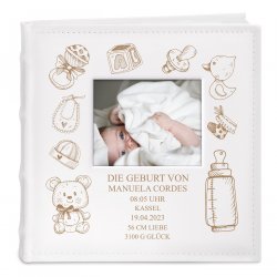 Einsteckalbum mit Aufdruck und Sichtfenster für ein Mädchen zur Geburt