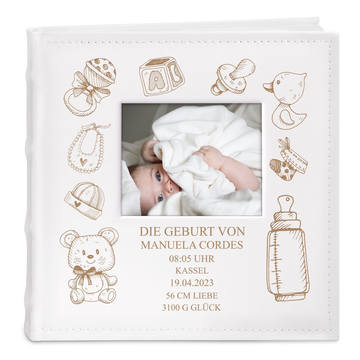 Einsteckalbum mit Aufdruck und Sichtfenster für ein Mädchen zur Geburt