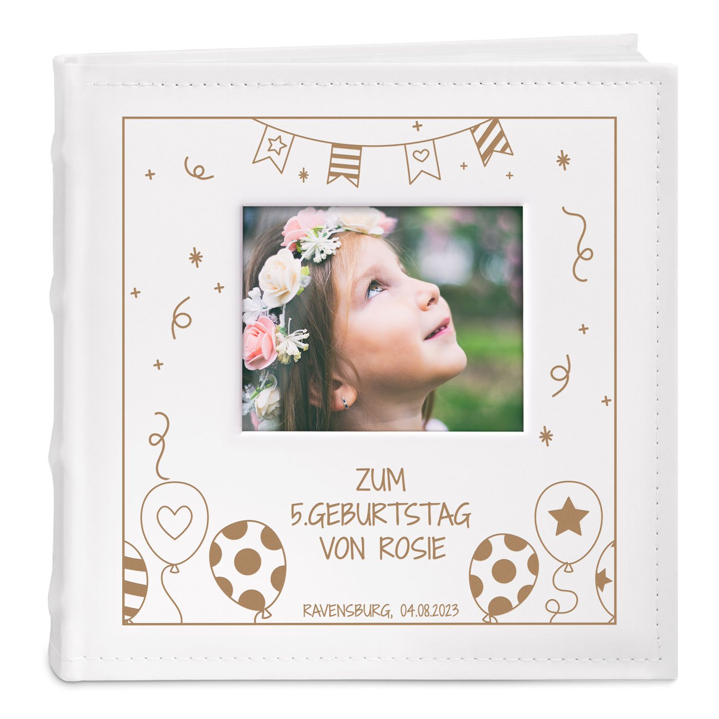 Einsteckalbum mit Aufdruck und Sichtfenster für ein Mädchen zum 5. Geburtstag