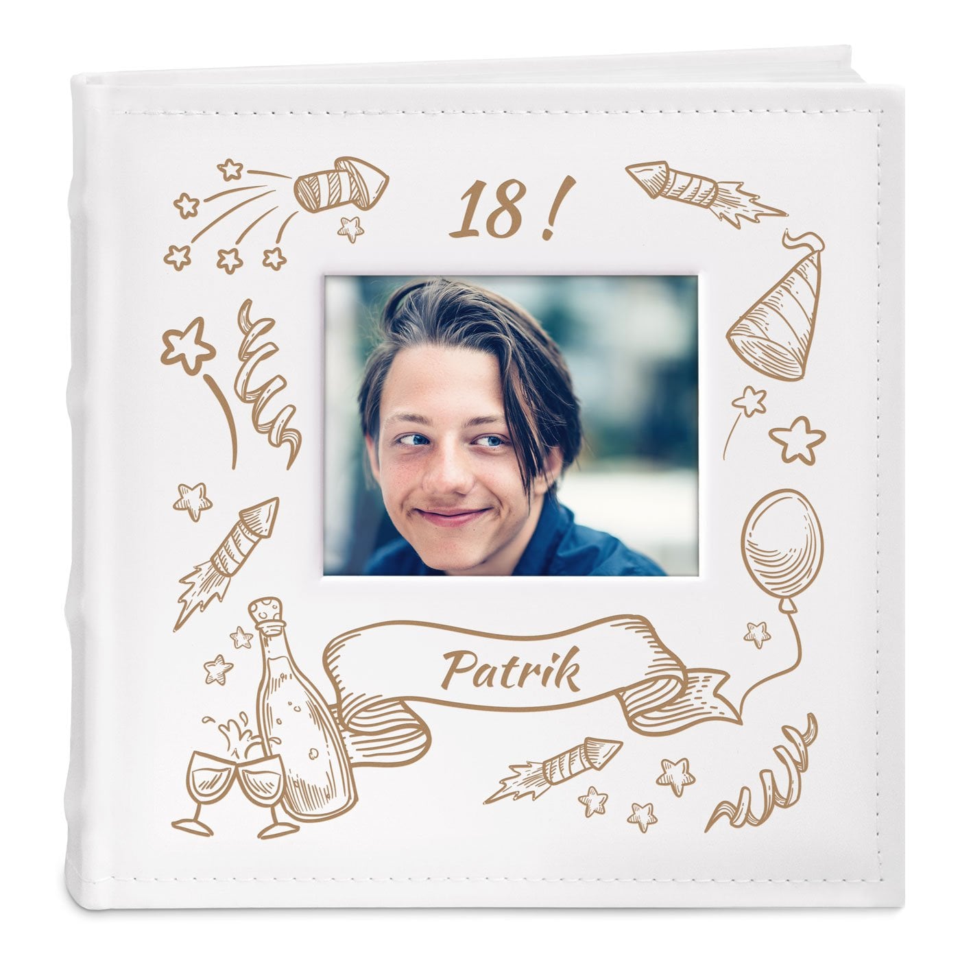 Einsteckalbum mit Aufdruck und Sichtfenster für ihn zum 18. Geburtstag