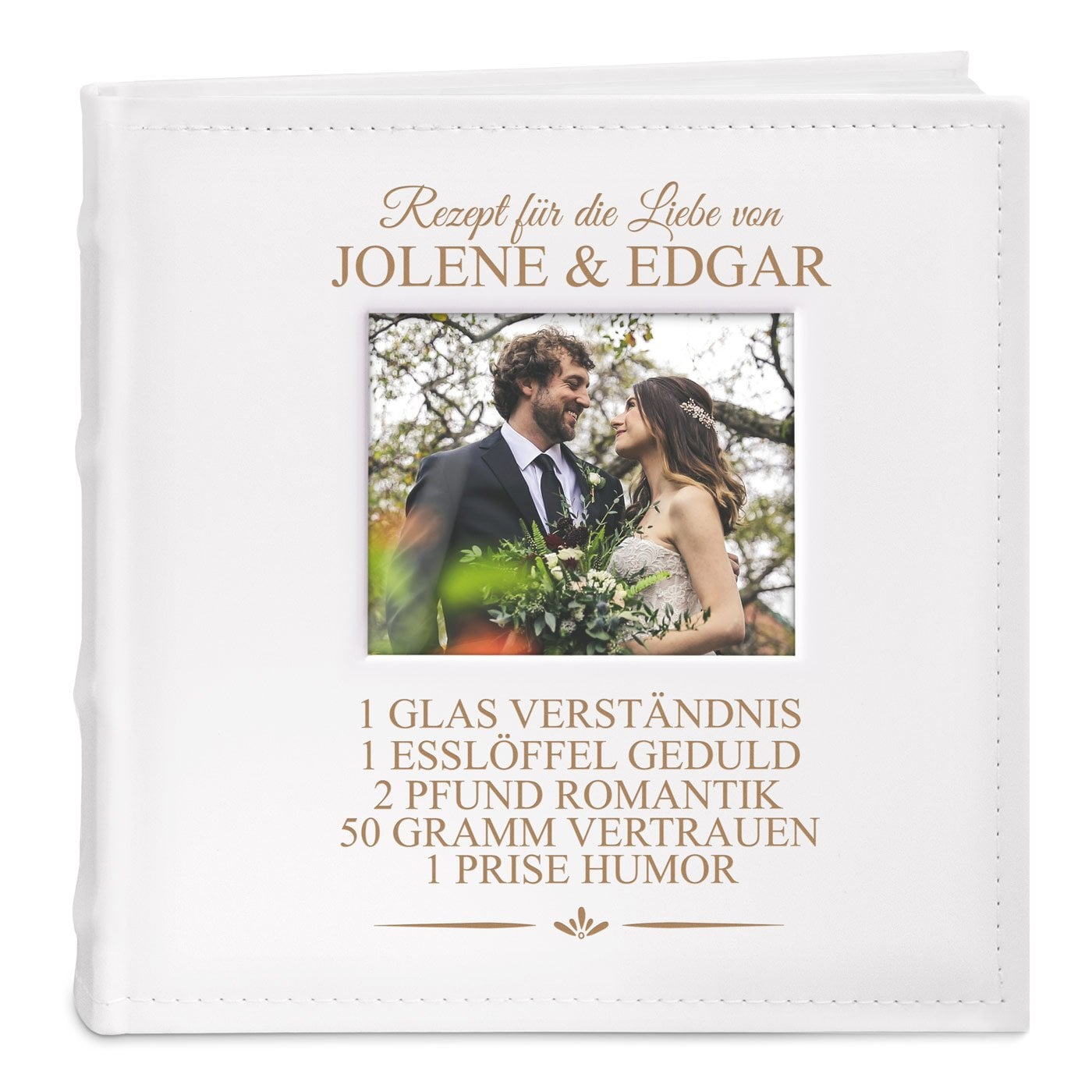 Einsteckalbum mit Aufdruck und Sichtfenster für ein Paar zur Hochzeit