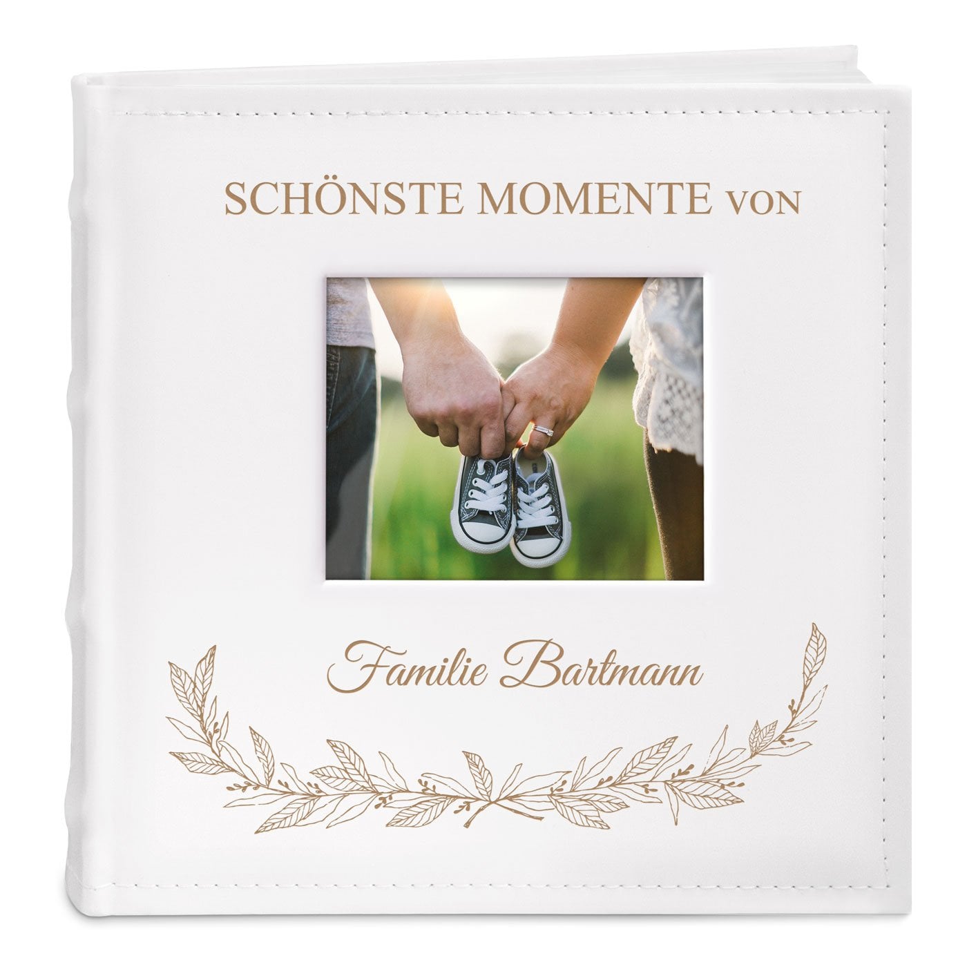 Einsteckalbum mit Aufdruck und Sichtfenster für ein Paar zur Hochzeit