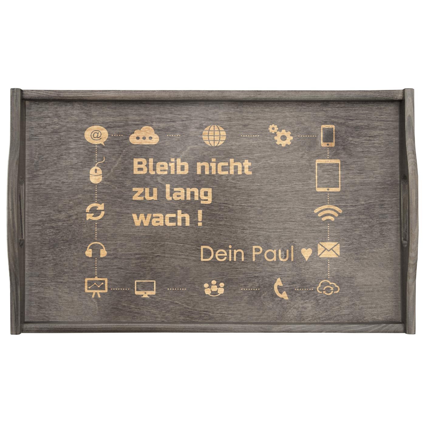 Klappbarer Tablettisch aus Kiefernholz mit Gravur Grau für Ihren Freund Eheman Informatiker Gamer 