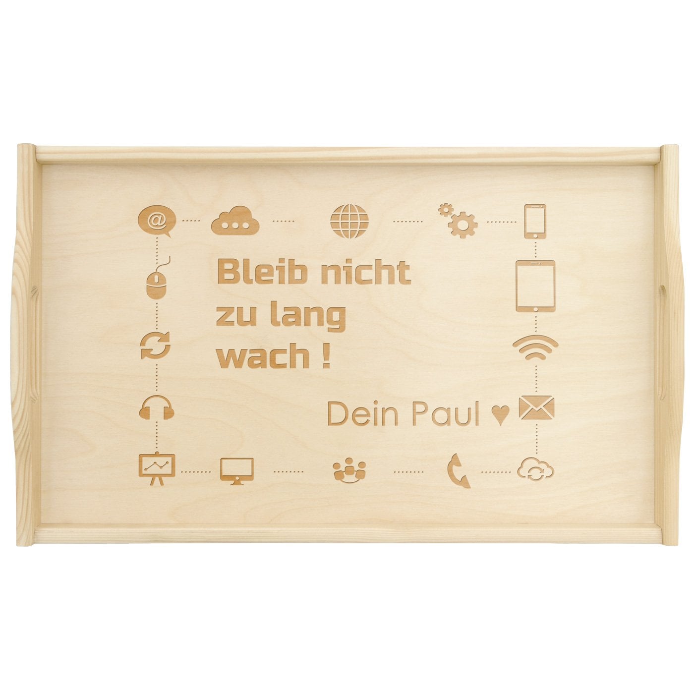 Klappbares Betttablett aus Kiefernholz mit Gravur Natur für Ihre Freundin Ehefrau einen Gamer Informatiker