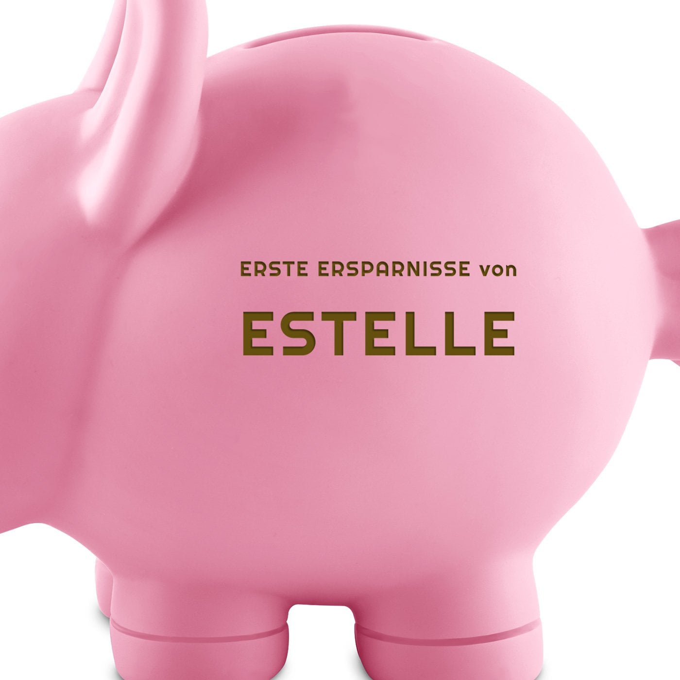 Rosa Sparschwein mit Gravur für ein Mädchen zum ersten Geburtstag