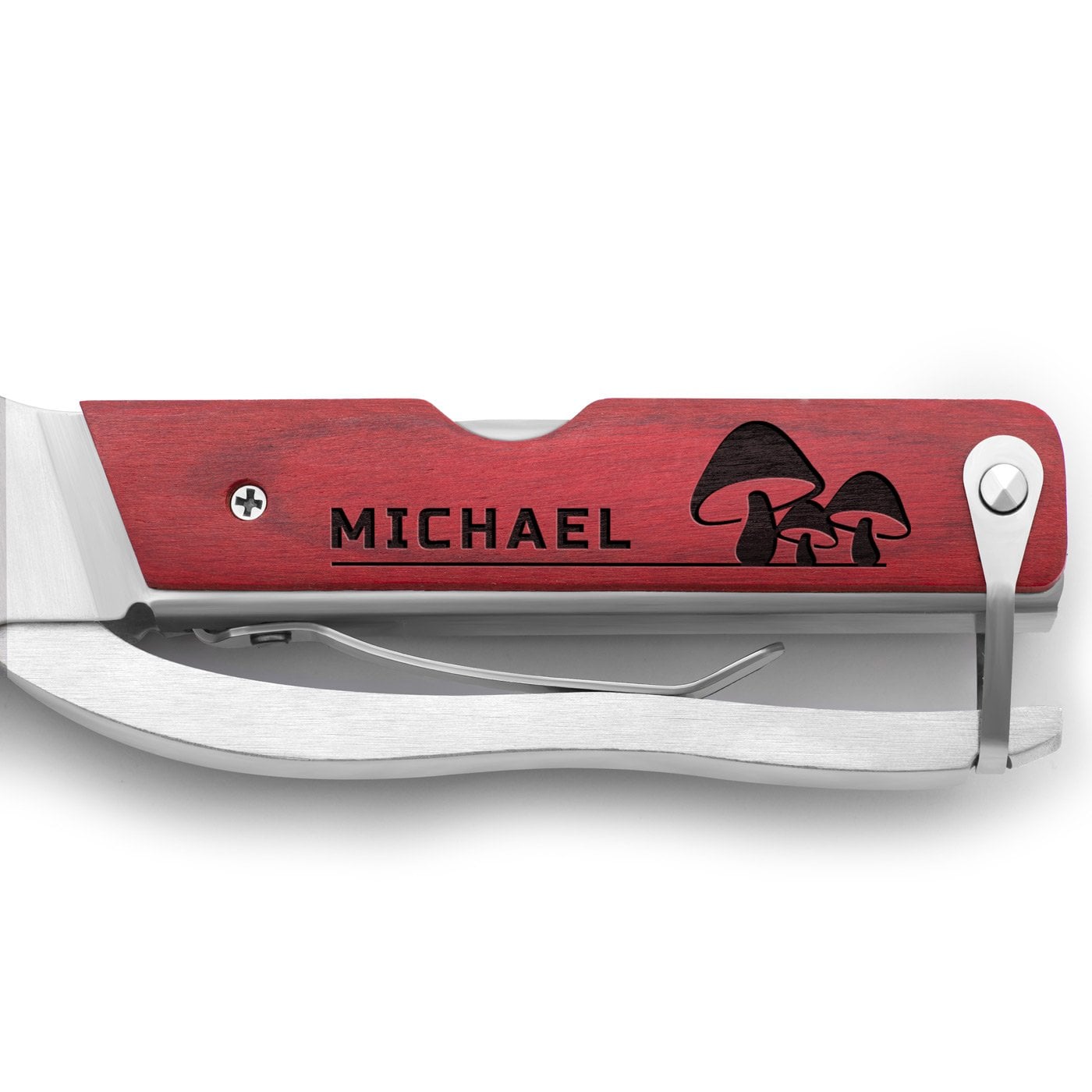 Kompaktes Multitool mit Gravur für einen Pilzsammler