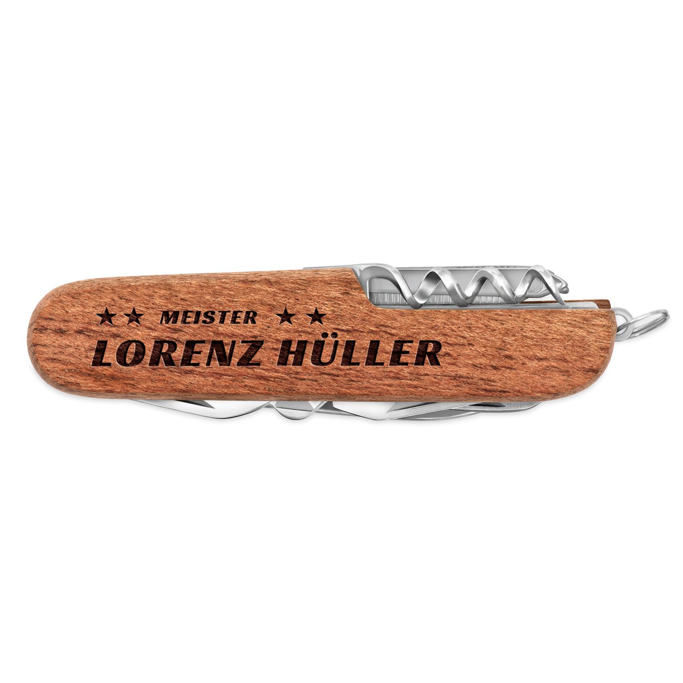 Holz Taschenmesser mit Gravur für einen Meister