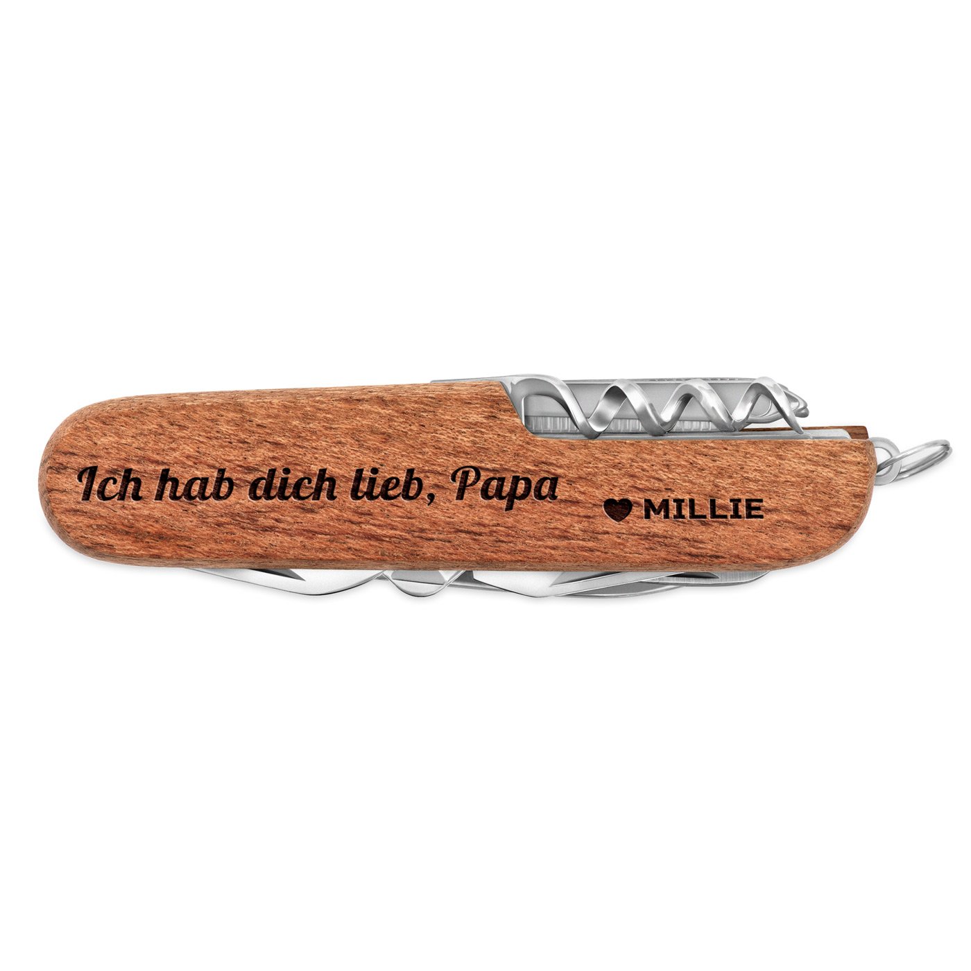 Holz Taschenmesser mit Gravur für Vater zum Vatertag
