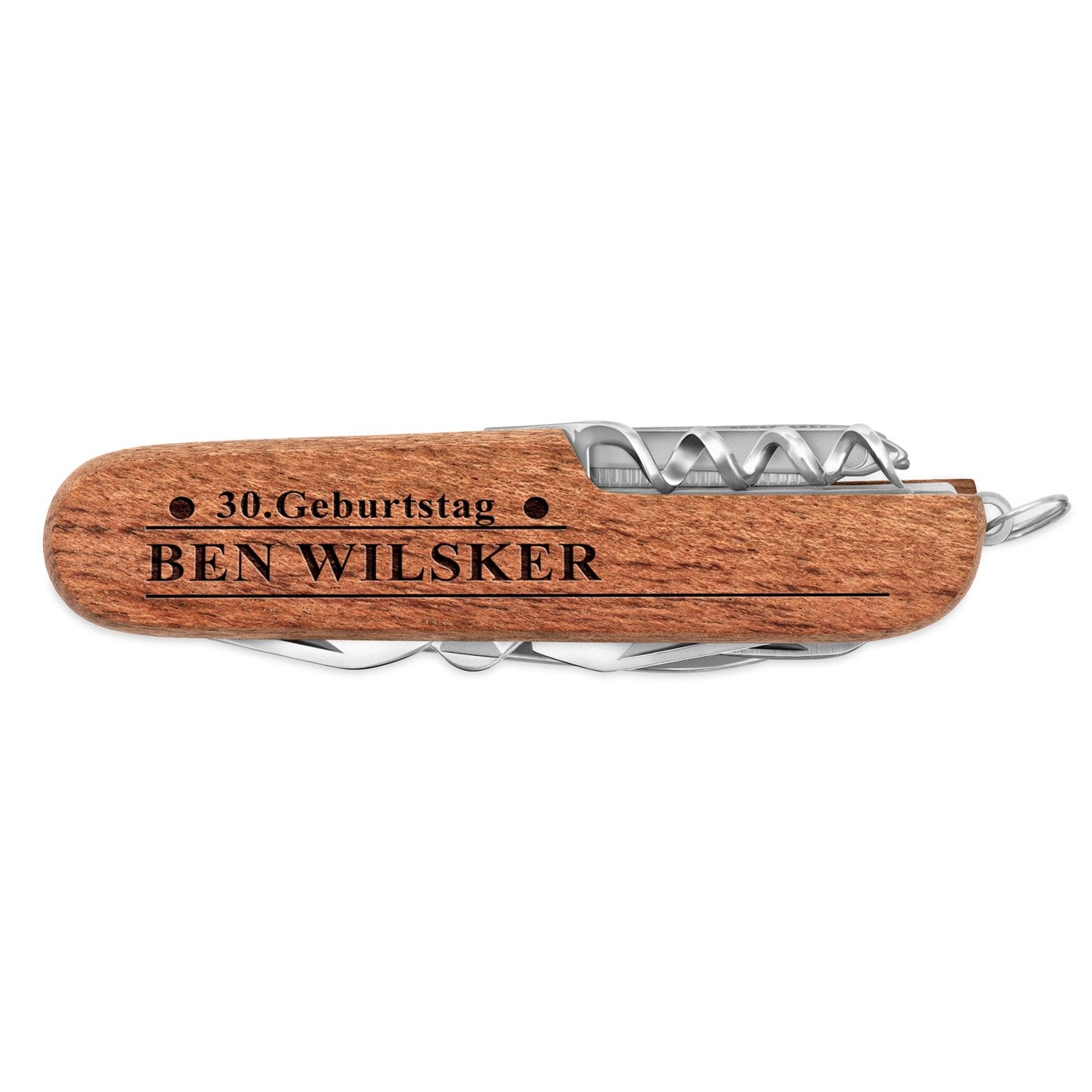 Holz Taschenmesser mit Gravur für ihn zum 30. Geburtstag