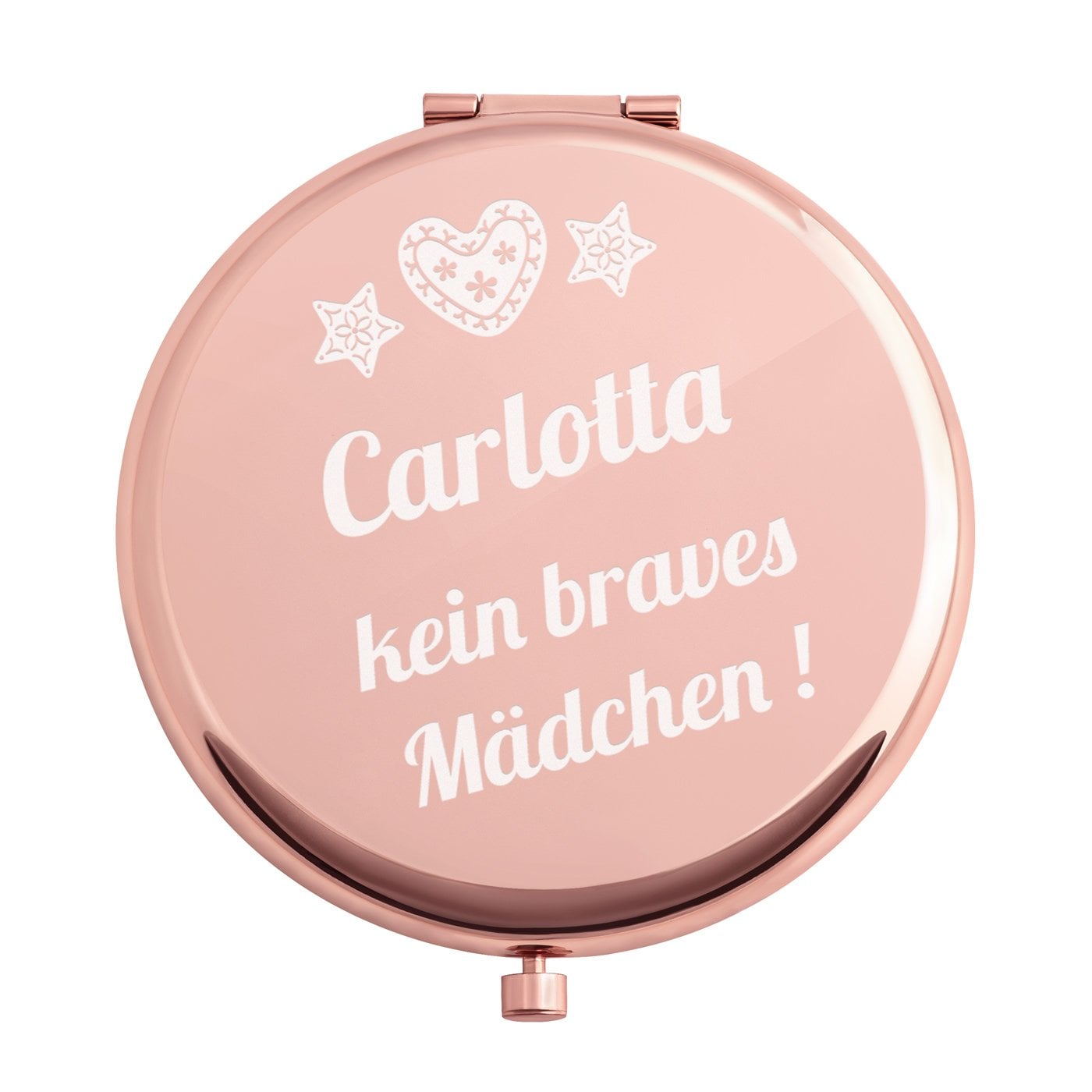 Runder Taschenspiegel mit Gravur Rosegold für sie zu Weihnachten
