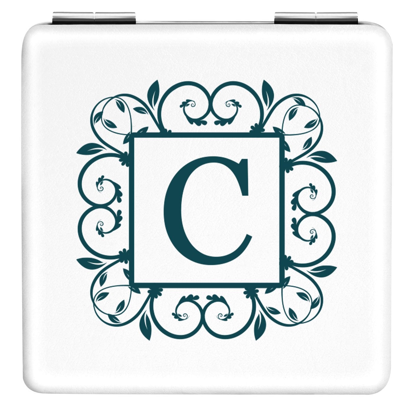 Quadratischer Spiegel mit Aufdruck Initial für sie, eine Frau
