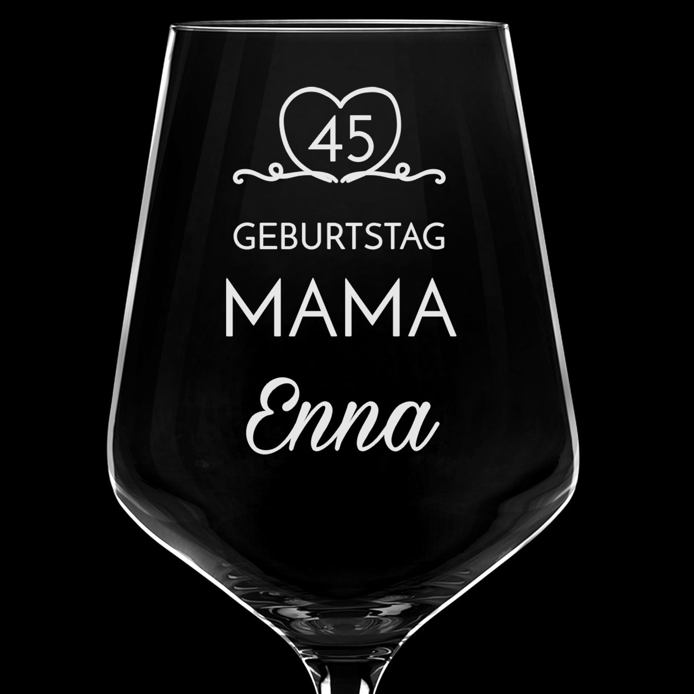 6er Rubin XL Weingläser Set mit Gravur für Ihre Mutter zum 45. Geburtstag