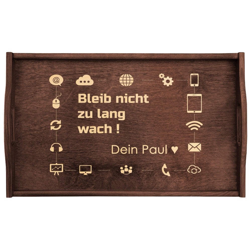 Klappbarer Tabletttisch aus Kiefernholz mit Gravur Dunkelbraun für Ihre Freundin Ehefrau einen Informatiker Gamer