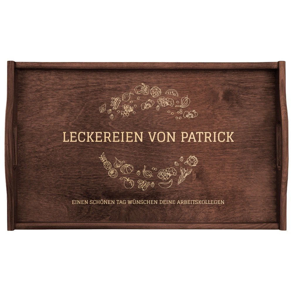 Klappbarer Tabletttisch aus Kiefernholz mit Gravur Dunkelbraun für Ihren Arbeitskollegen zum Geburtstag zur Beförderung