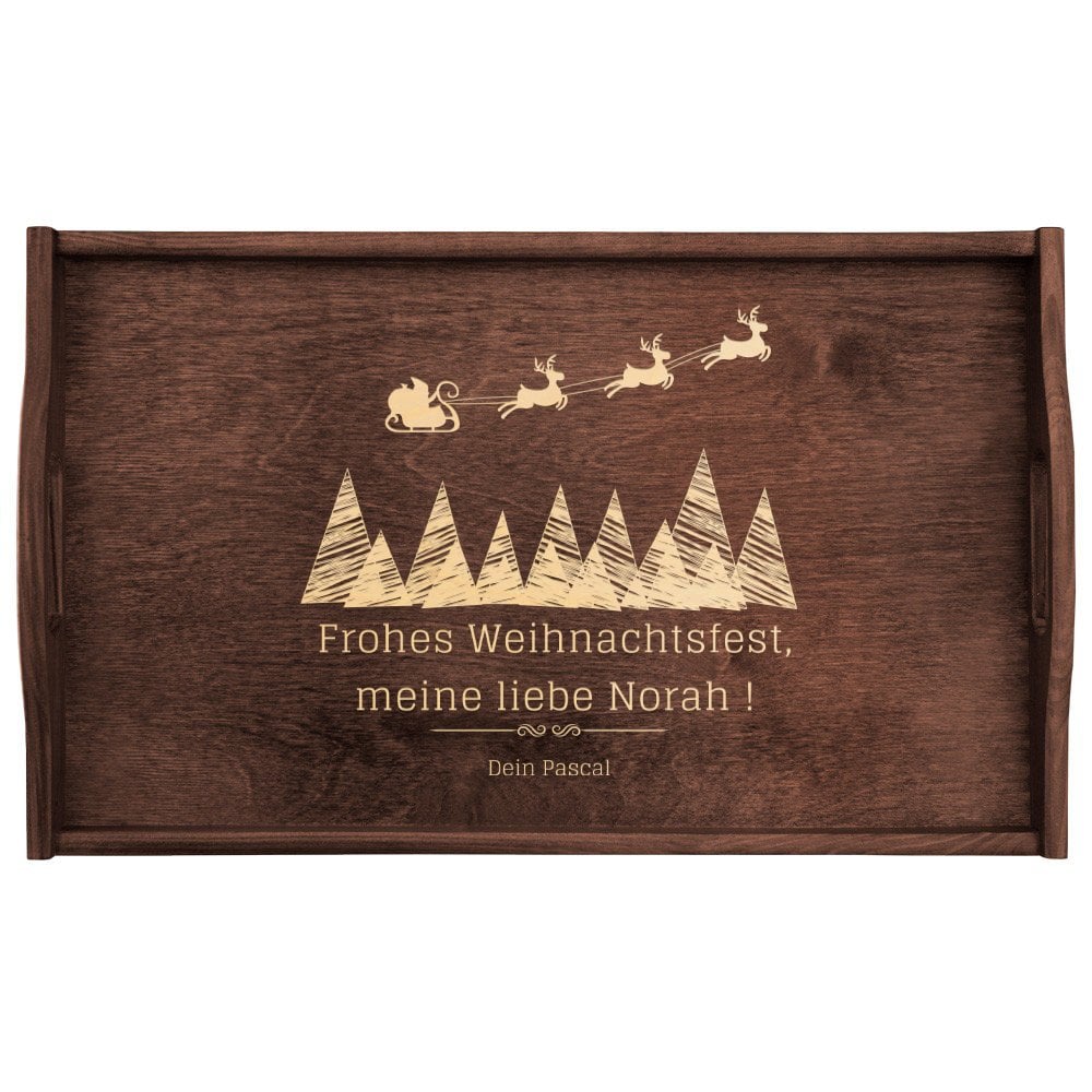 Klappbarer Tabletttisch aus Kiefernholz mit Gravur Dunkelbraun für Ihre Freundin Ehefrau zu Weihnachten