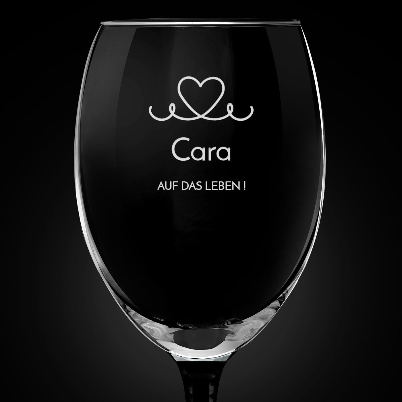 Onyx 6er Weingläser Set mit Gravur und schwarzem Stiel für sie zum Geburtstag, Valentinstag