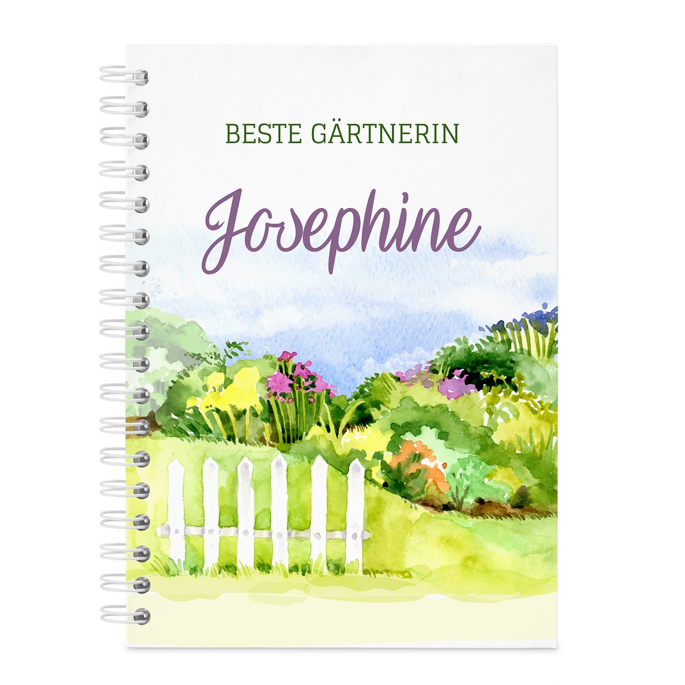 Spiral Notizbuch mit Personalisierung für Gärtnerin zum Geburtstagsgeschenk