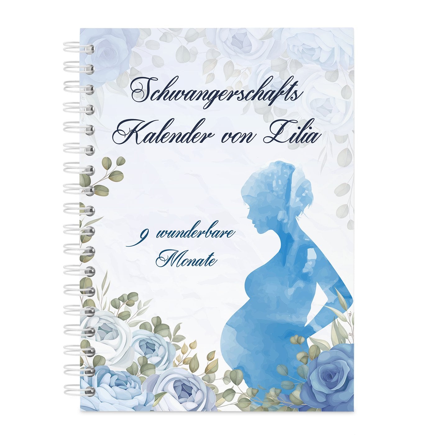 Kariertes Schwangerschaftstagebuch mit Spiralbindung für sie zur Babyparty