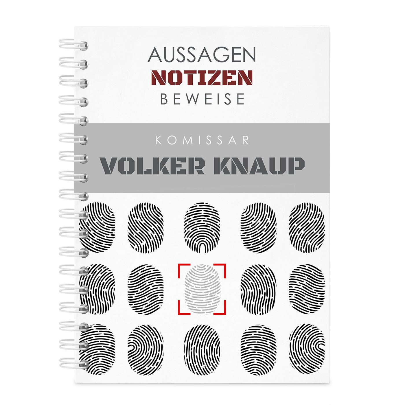Bedruckter Notizblock mit Spiralbindung für einen Polizisten