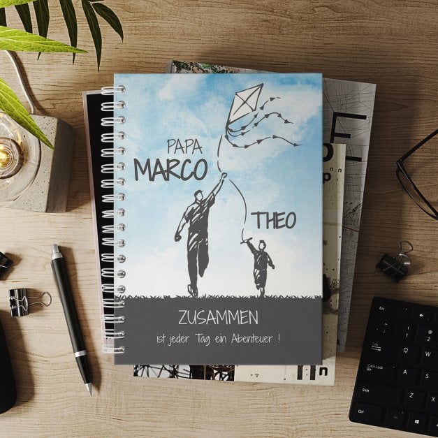 Bedrucktes Notizbuch mit Hardcover für Papa und Sohn