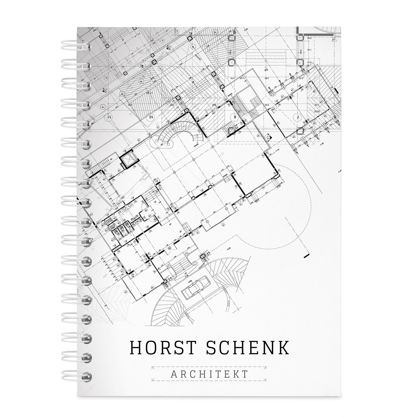Bedruckter Notizblock im Hardcover für einen Architekt