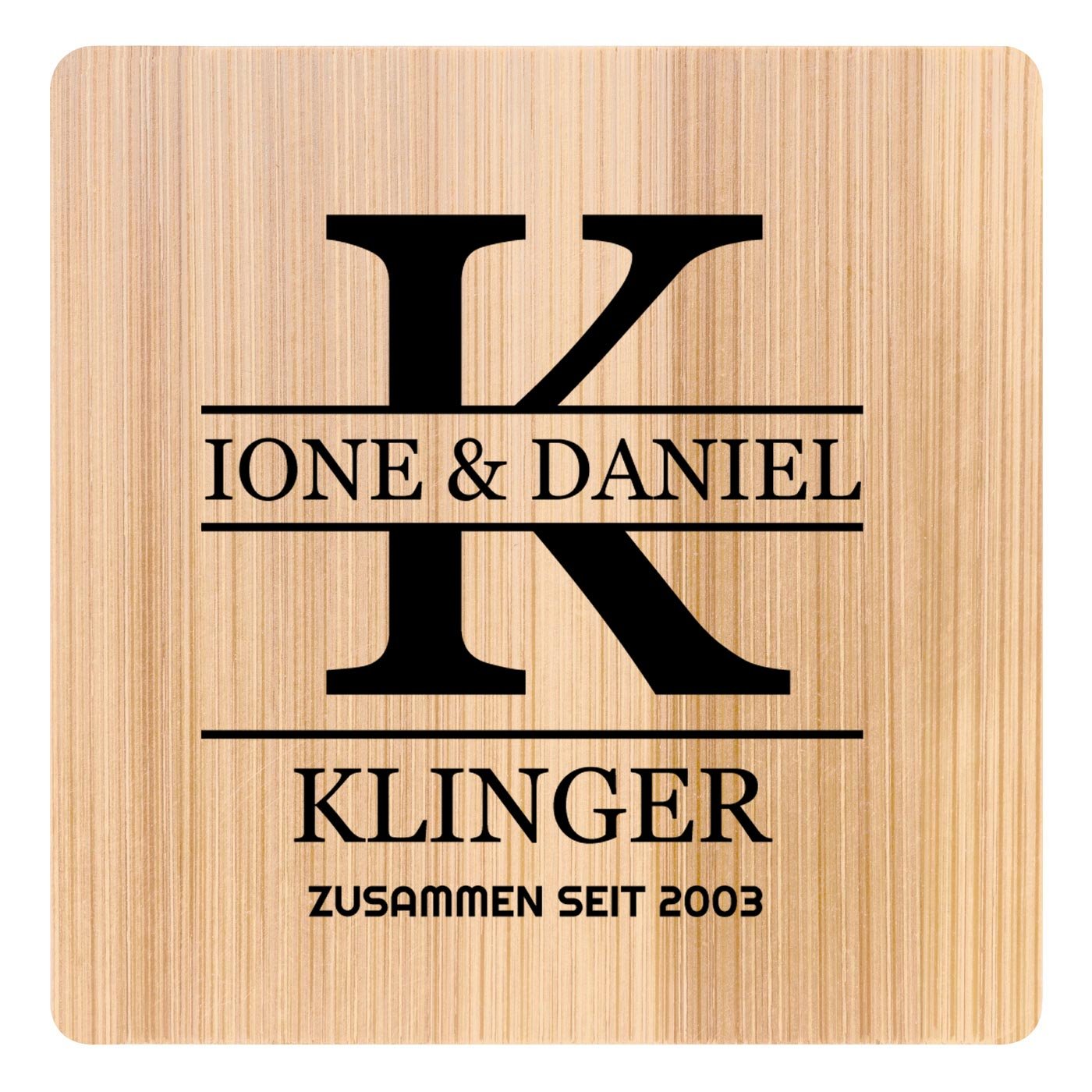 6er Holzuntersetzer-Set mit Aufdruck für ein Paar zum Jahrestag