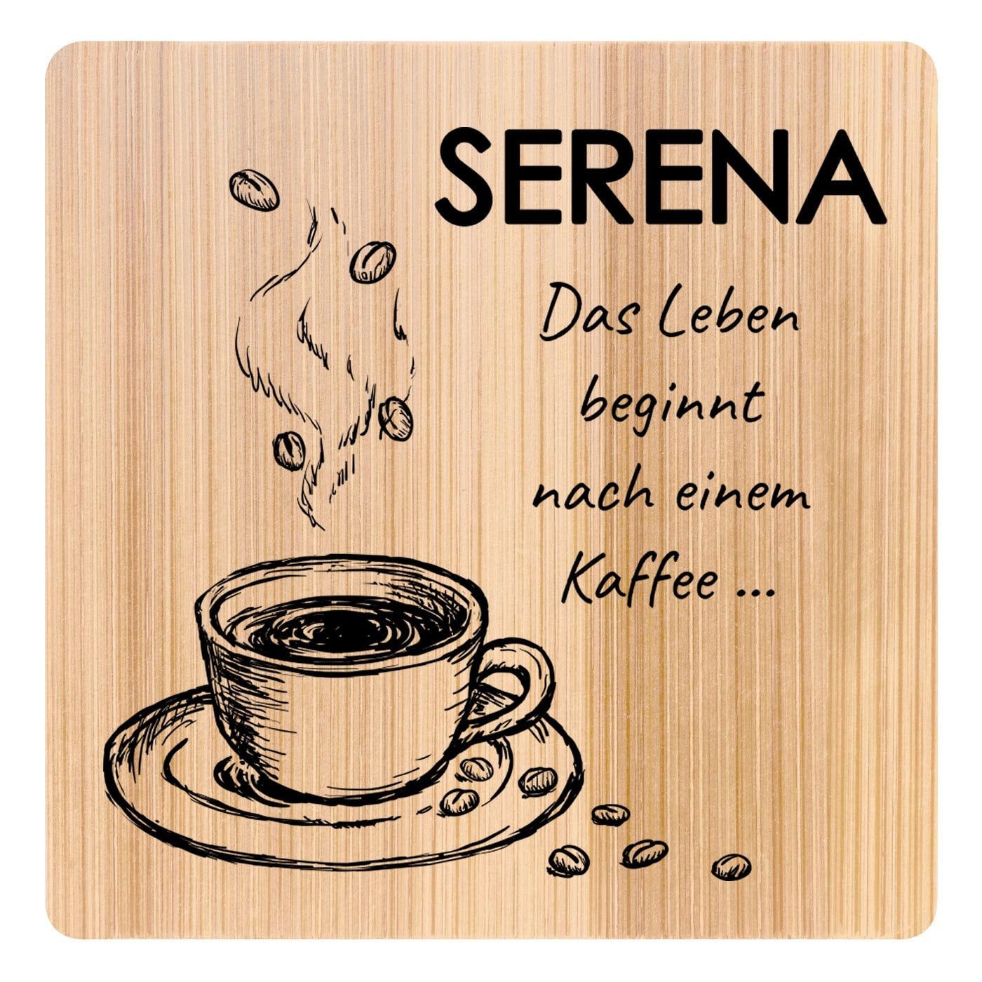 6er Holzuntersetzer-Set mit Aufdruck für eine Kaffeetrinkerin zum Geburtstag 