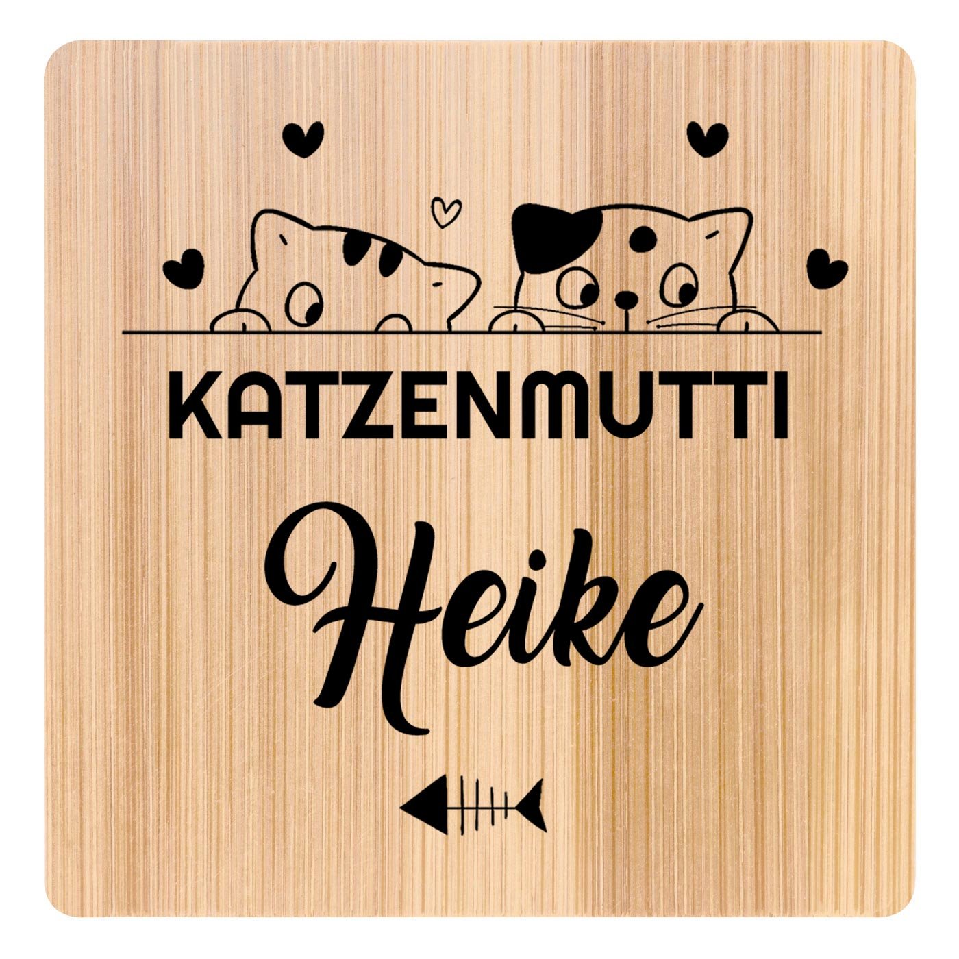 6er Holzuntersetzer-Set mit Aufdruck für eine Katzenlady zum Geburtstag