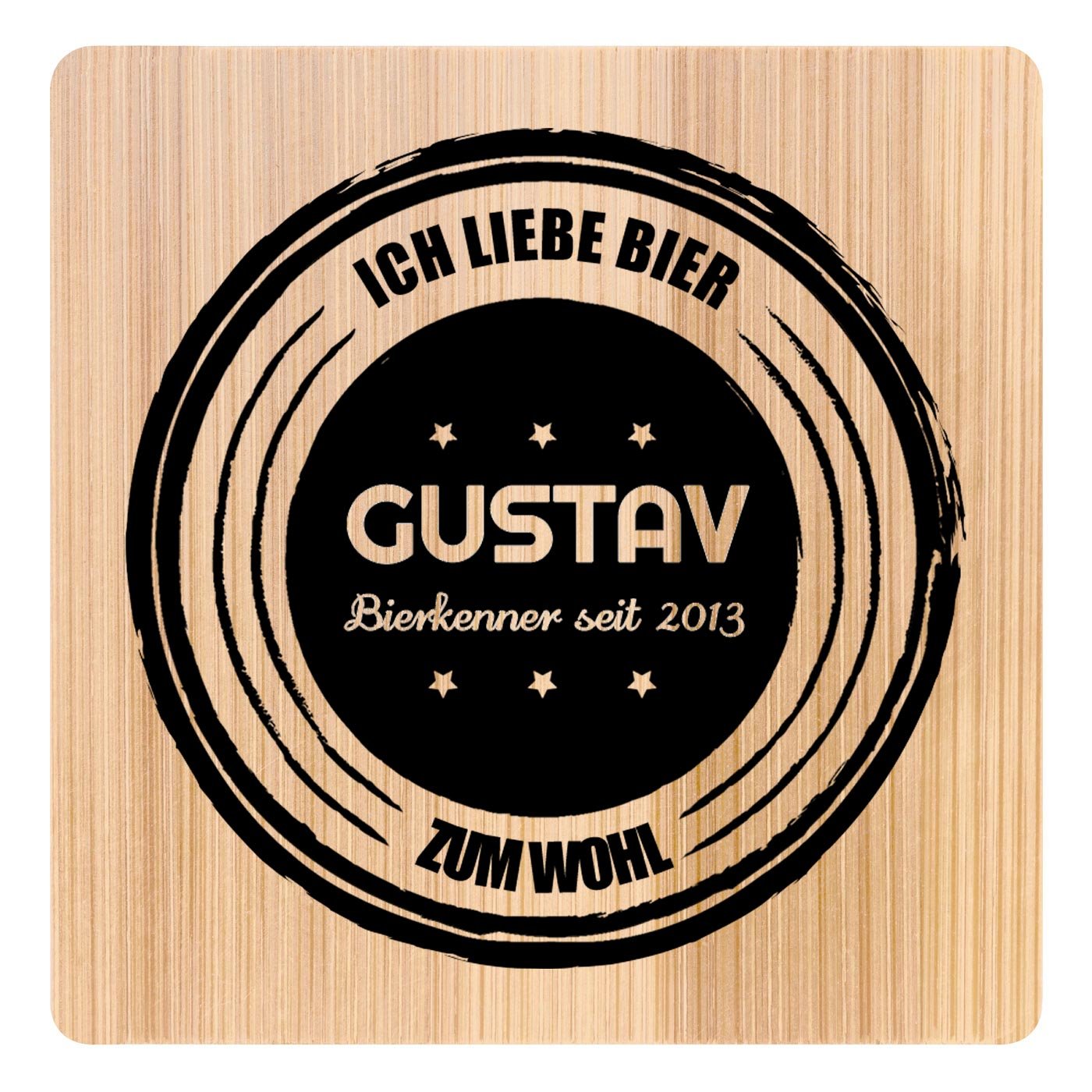 6er Holzuntersetzer-Set mit Aufdruck für einen Bierkenner zum Geburtstag