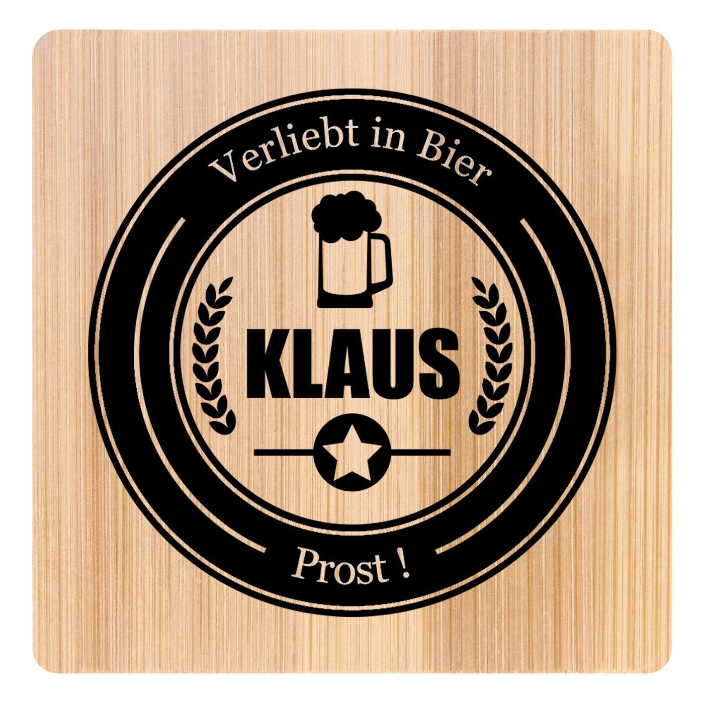 6er Holzuntersetzer-Set mit Aufdruck für einen Biergenießer zum Geburtstag