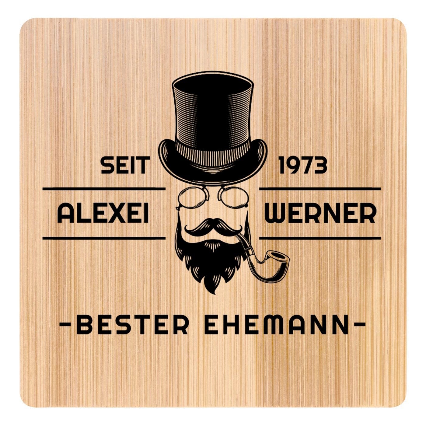 6er Holzuntersetzer-Set mit Aufdruck für Ihren Ehemann zum Geburtstag