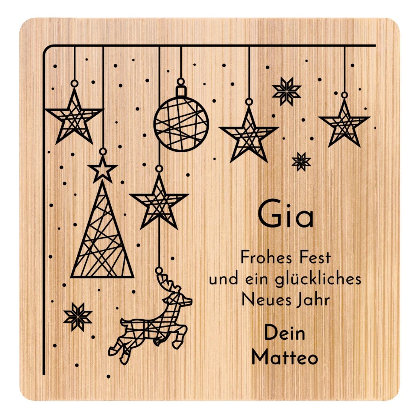 6er Holzuntersetzer-Set mit Aufdruck für sie zu Weihnachten
