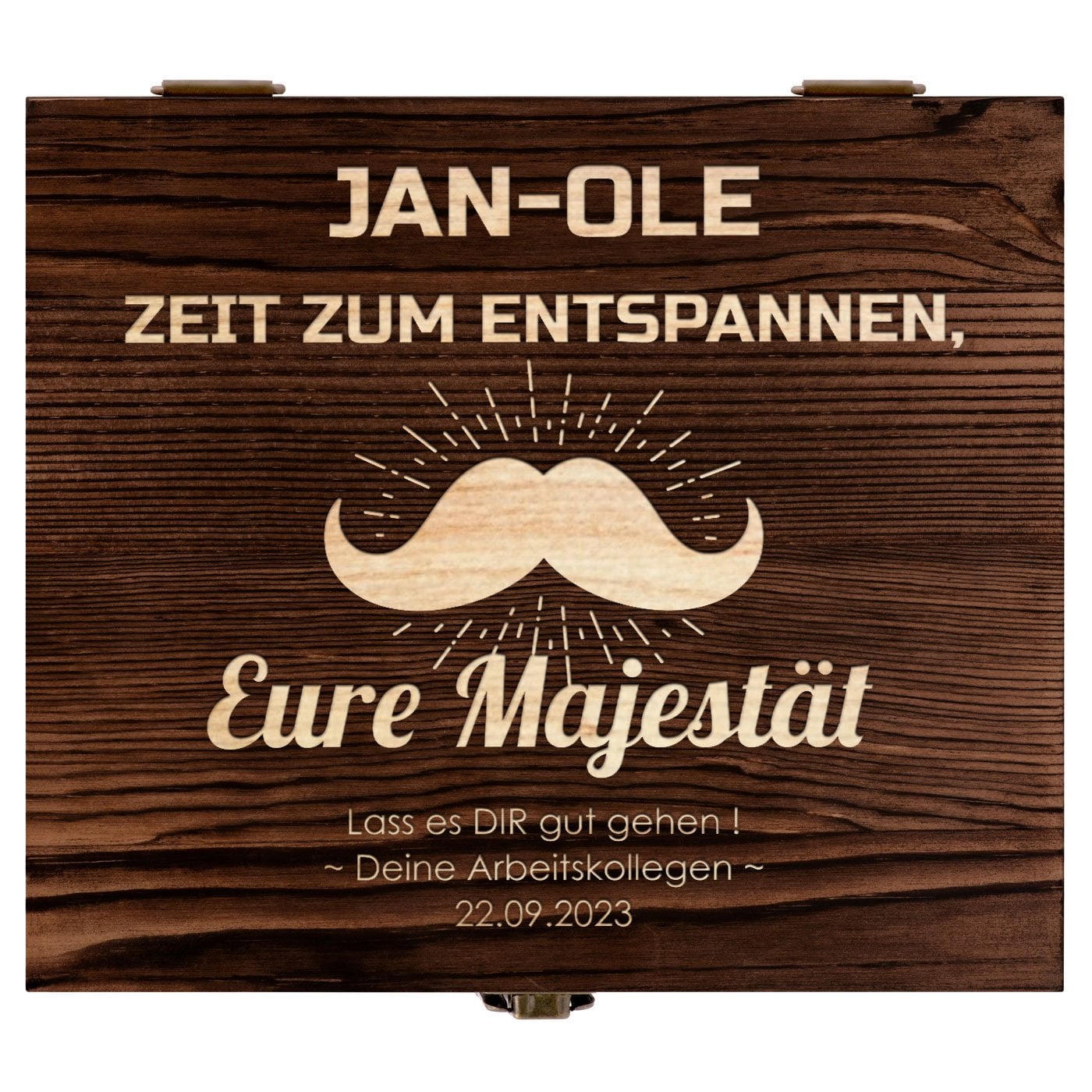 Whisky Steine Set mit 2 Gläsern in Holzbox mit Gravur für Ihren Arbeitskollegen, einen Rentner