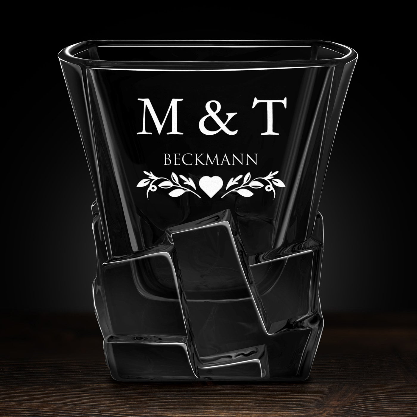 Ice Blink Whisky Glas mit Gravur für ein Paar zur Hochzeit, zum Hochzeitstag, zum Einzug