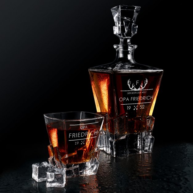 Ice Blink Karaffe mit 6 Gläsern und Gravur für Ihren Opa einen Jäger zu Weihnachten zum Geburtstag