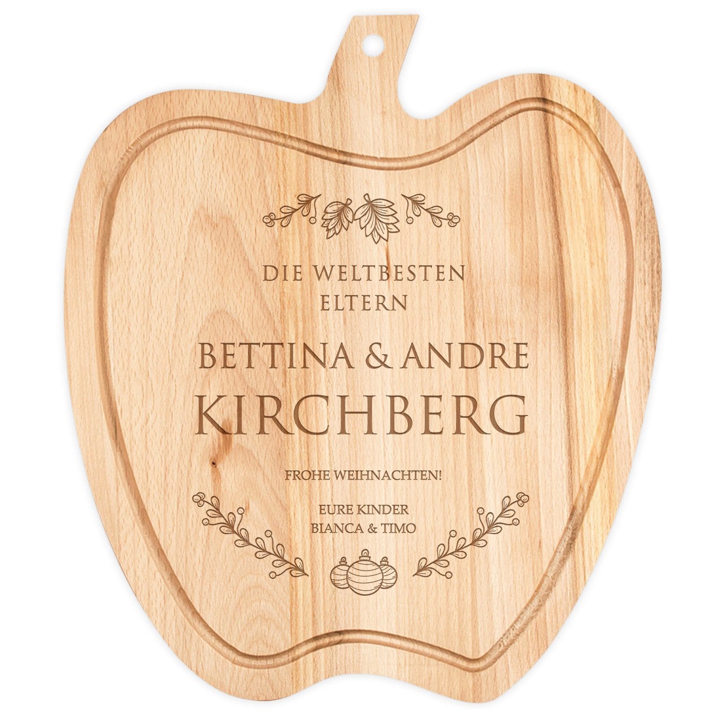Schneidebrett Apfel mit Gravur für Ihre Eltern zu Weihnachten