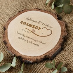 Holzscheibe mit Gravur  für ein Paar zum Einzug Hochzeitstag zur Hochzeit