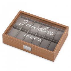 Uhrenbox aus Holz mit Gravur und Initialen für sie zum Jubiläum