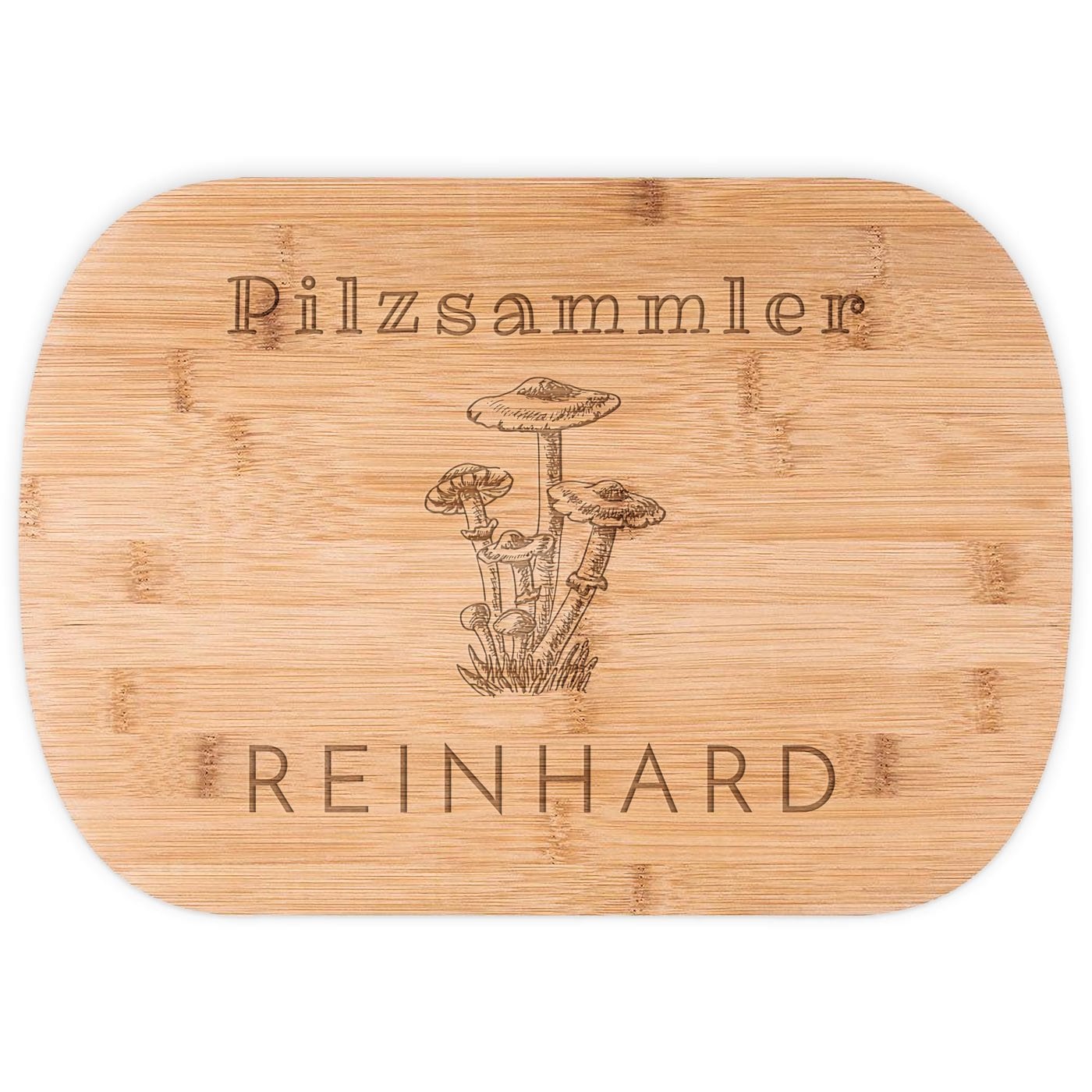 Bambus Schneidebrett mit Gravur für einen Pilzsammler zum Geburtstag