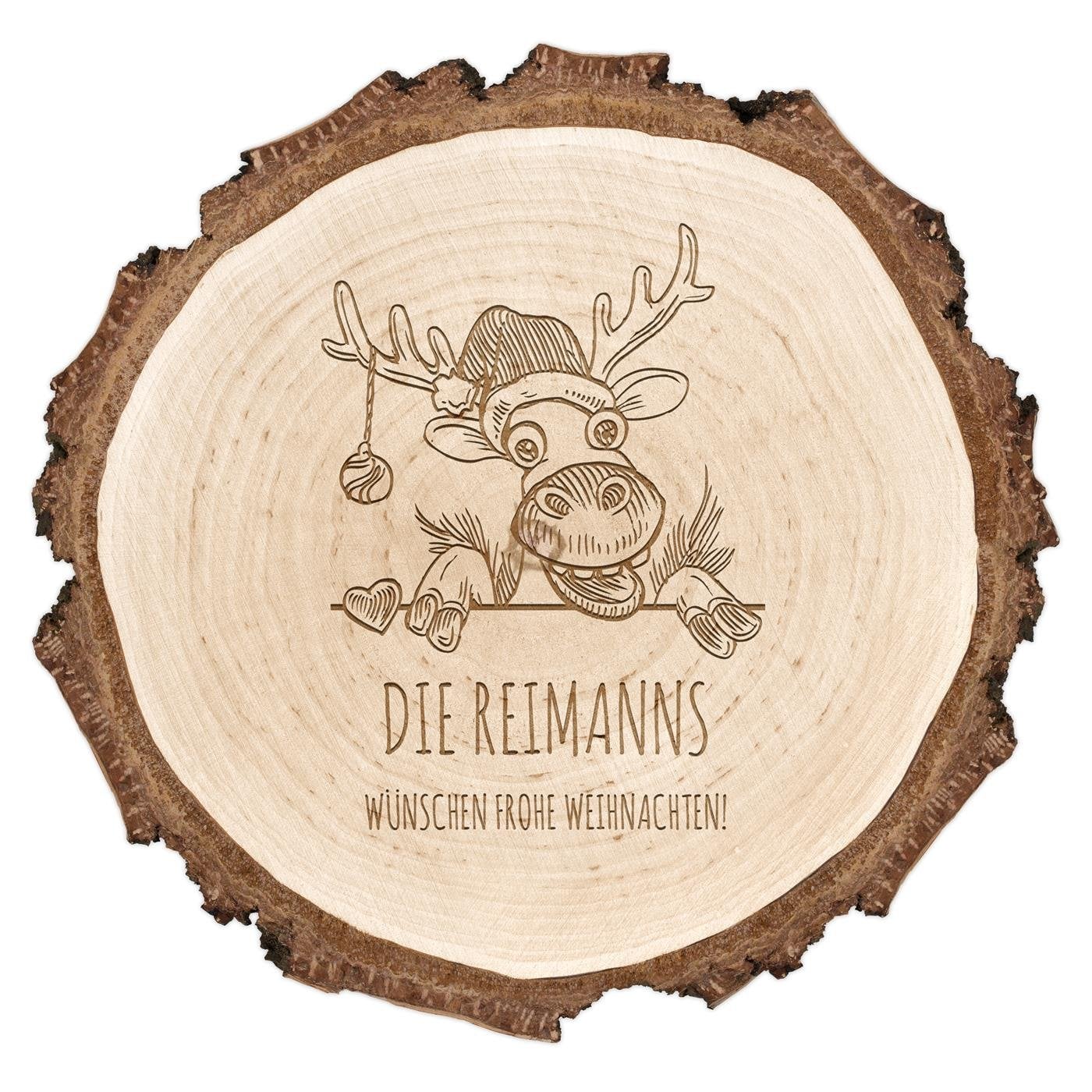 Holzscheibe mit Gravur für ein Paar zu Weihnachten