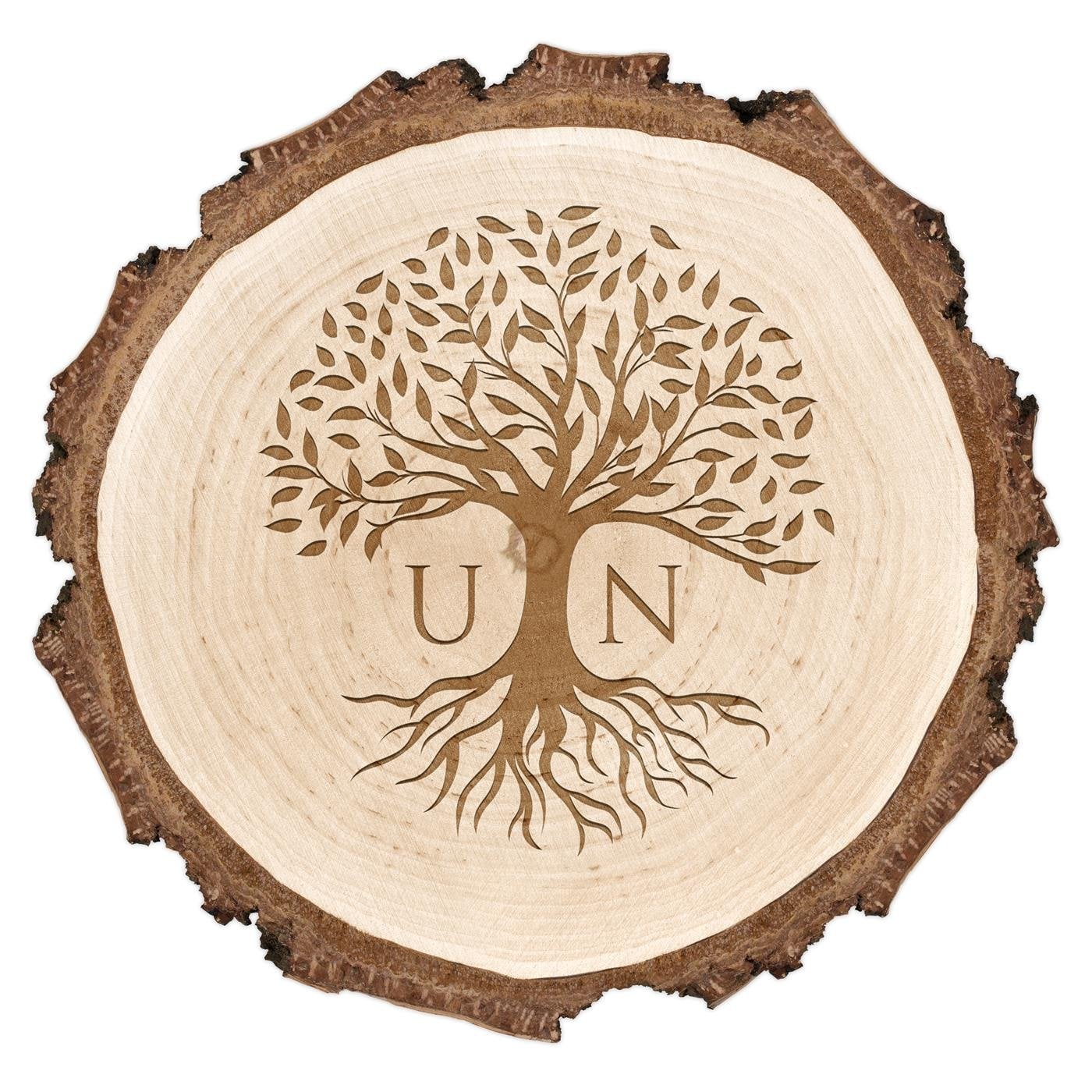 Holzscheibe mit Gravur für ein Paar zur Hochzeit zum Hochzeitstag Einzug