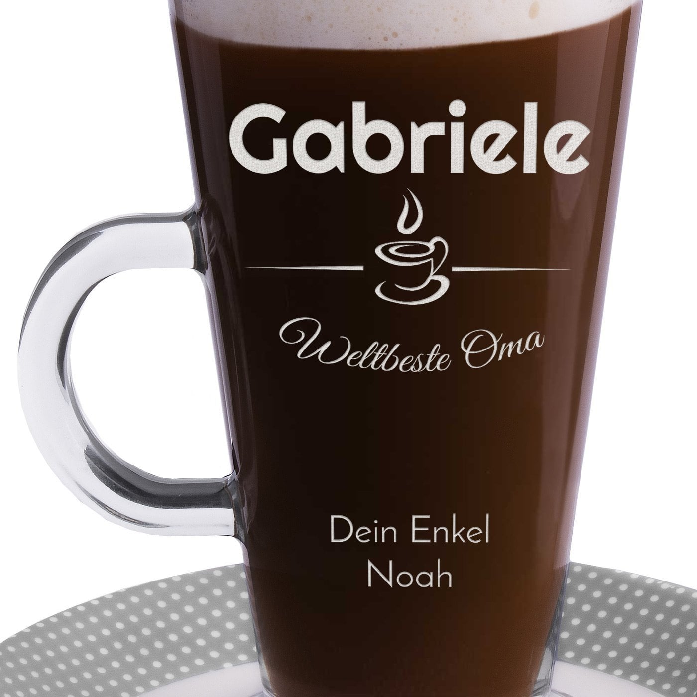 Kaffee Glas mit Gravur für Ihre Oma