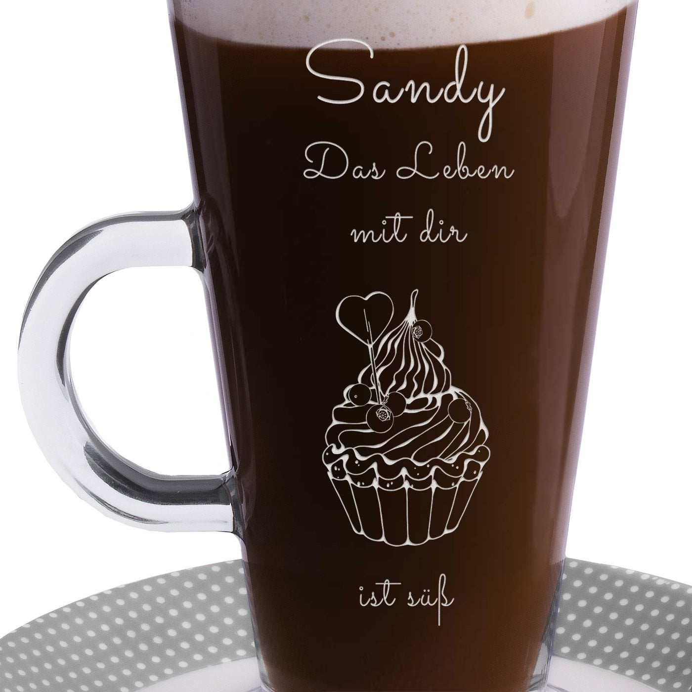 Kaffee Glas mit Gravur für sie