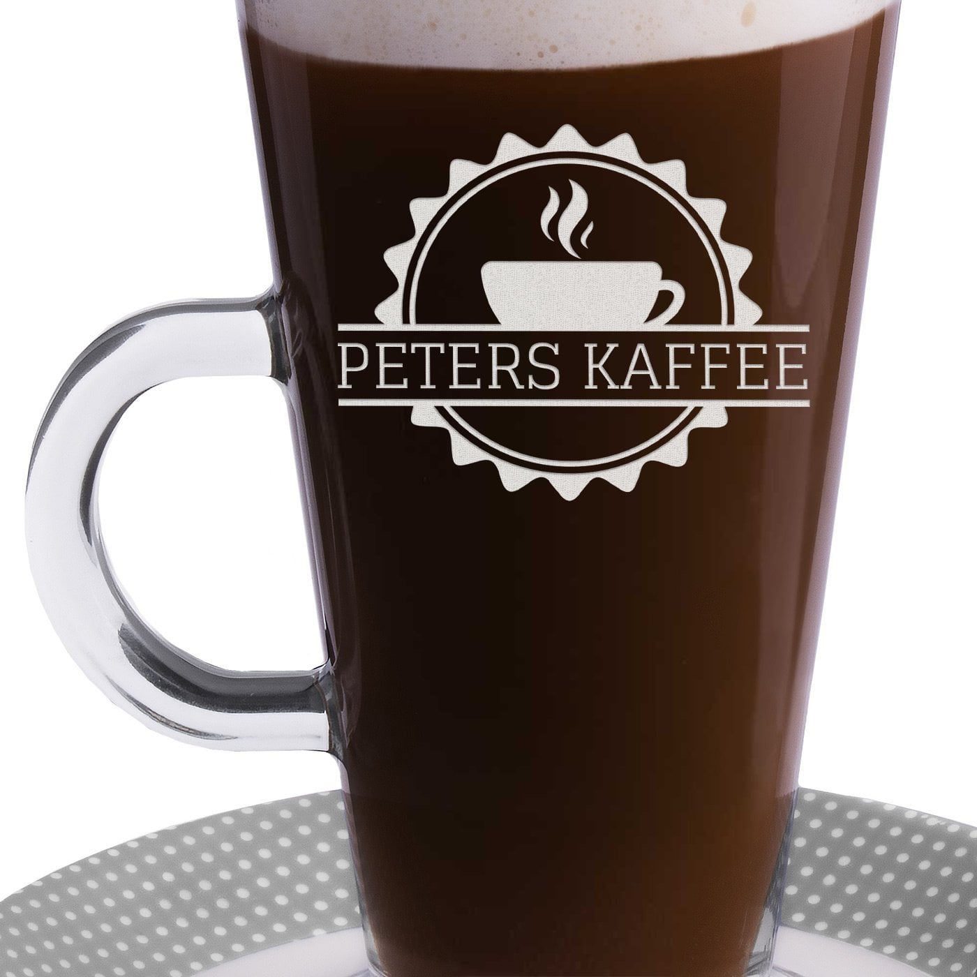 Kaffee Glas mit Gravur für ihn zum Geburtstag