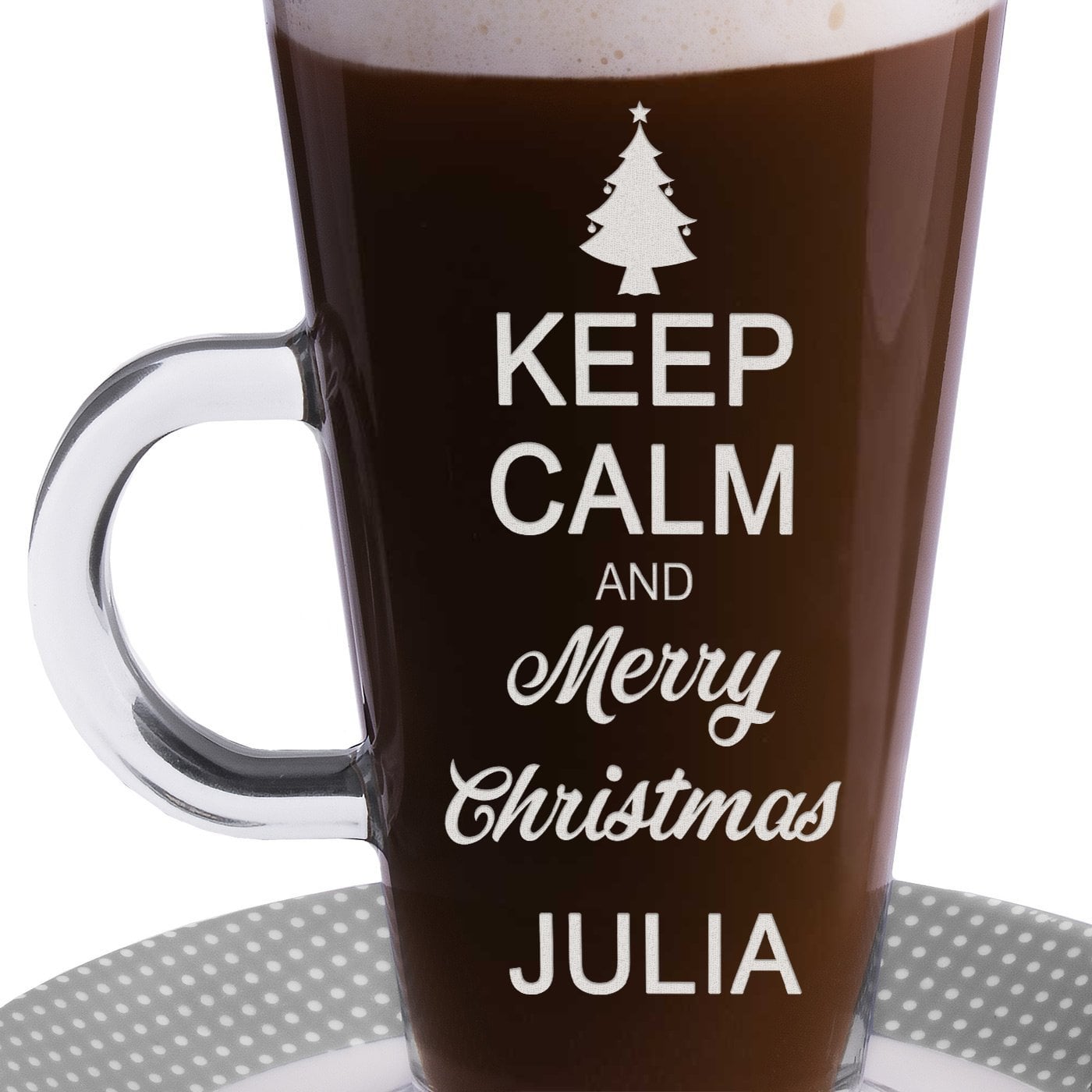 Kaffee Glas mit Gravur für sie, eine Frau zu Weihnachten