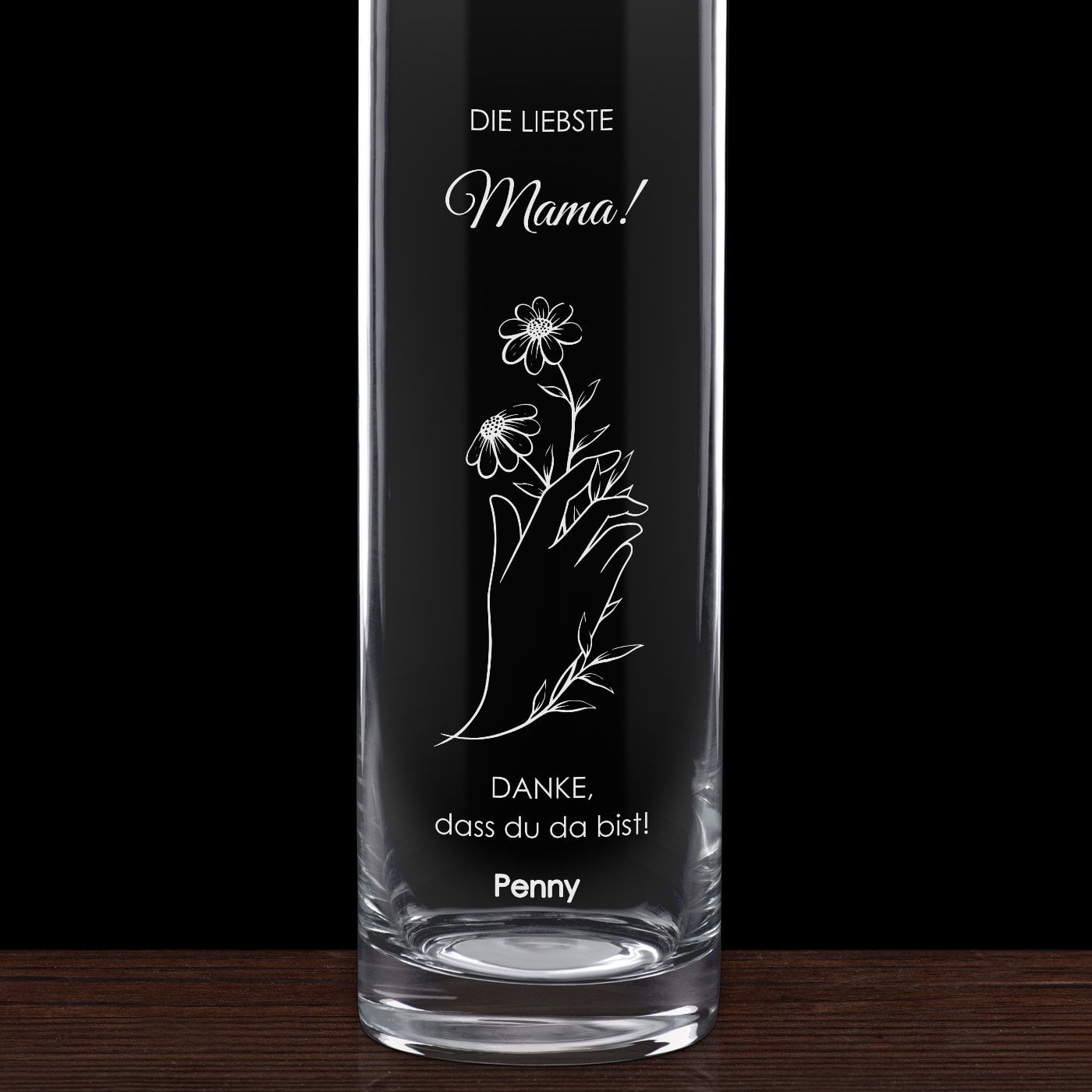 Glasvase mit Gravur für Ihre Mutter