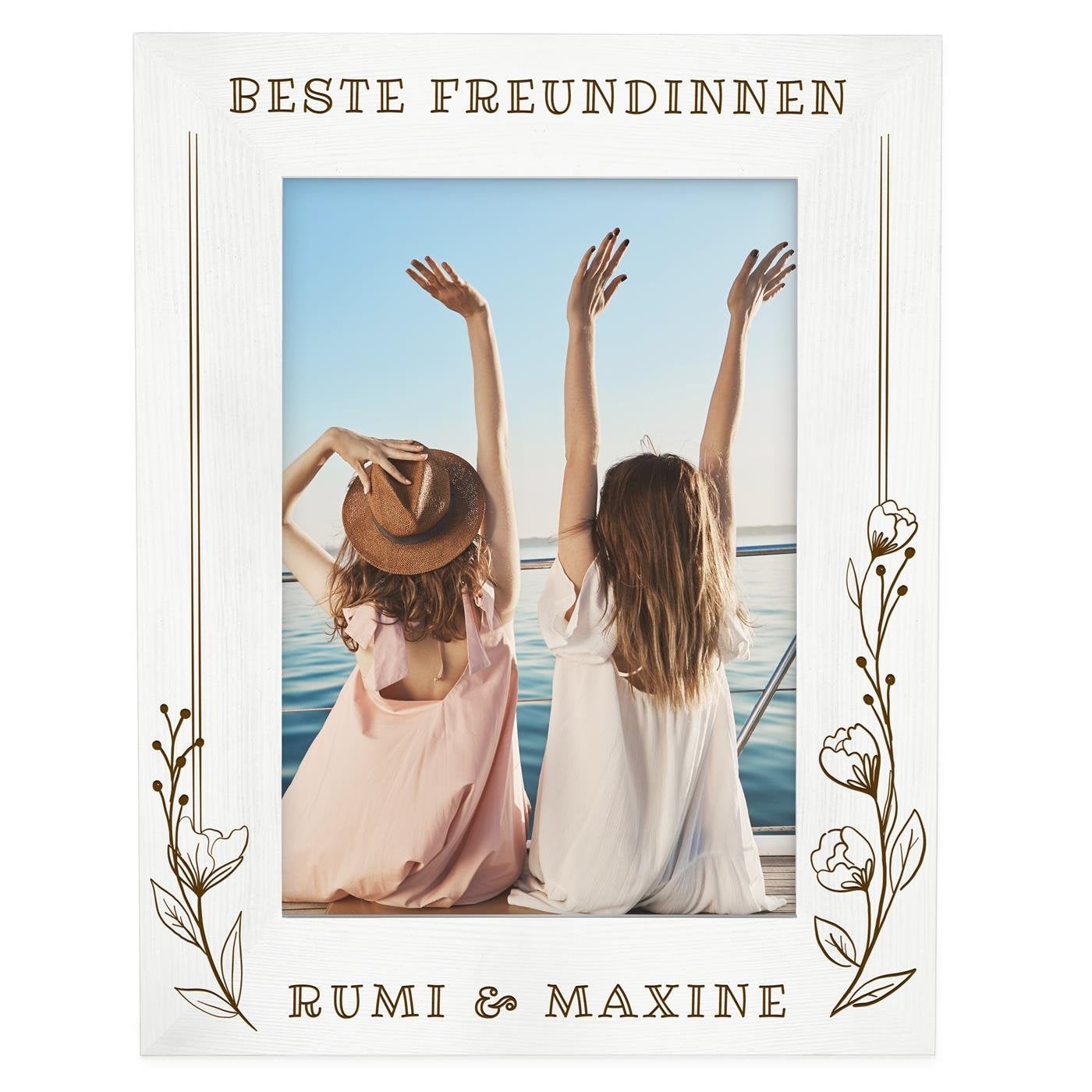 Weißer Fotorahmen mit Gravur für Ihre Freundin