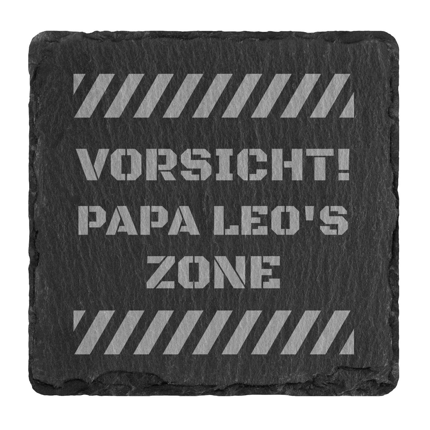 4er Schiefer Untersetzer-Set mit Metallständer und Gravur für Ihren Vater