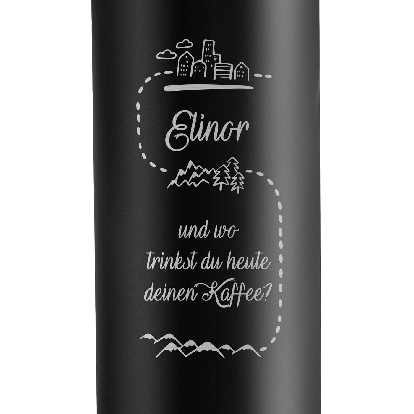 Auslaufsicherer Thermobecher mit Gravur 400 ml für eine Weltenbummlerin, Bergliebhaberin