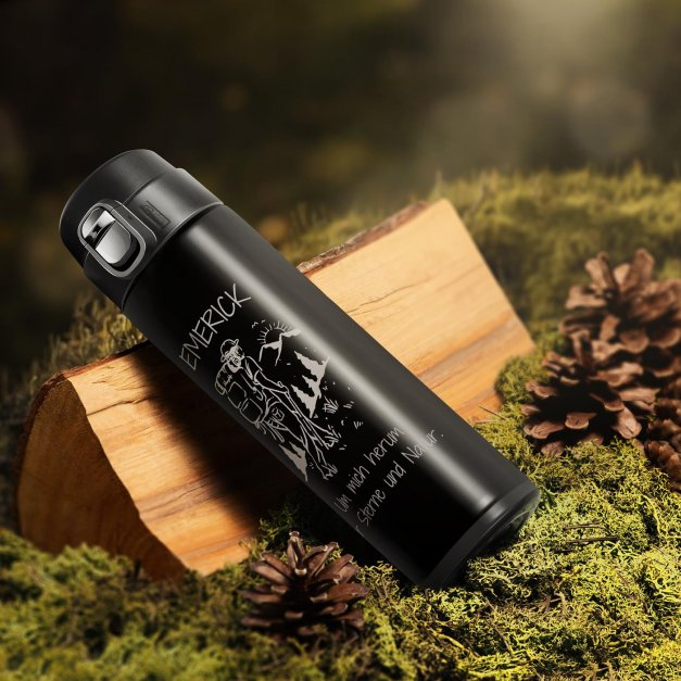 Auslaufsicherer Thermobecher mit Gravur 400 ml für einen Weltenbummler